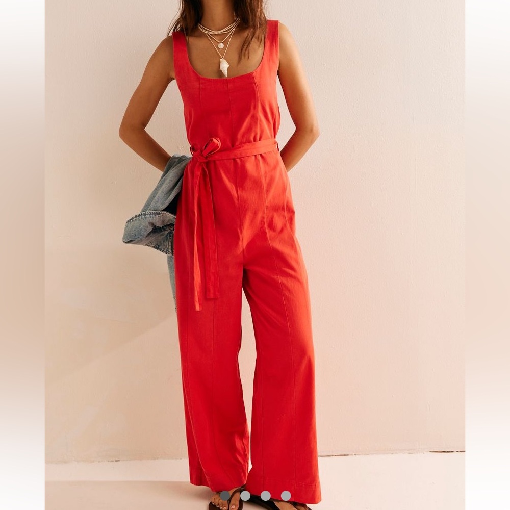 Free people ladies kristie poppy red jumpsuit size XL